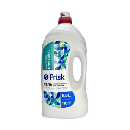Detergent lichid FRISK white 5,5L pentru rufe albe, eficient în îndepărtarea petelor și păstrarea strălucirii. Formulă