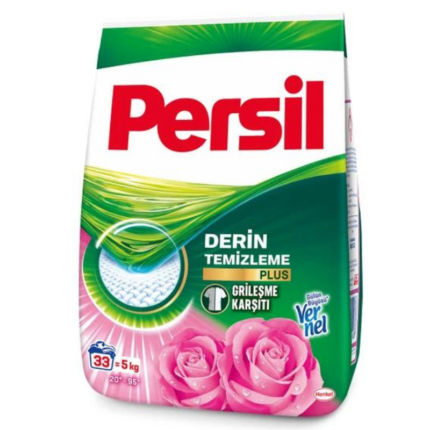 Detergent de rufe Persil Trandafir 5kg, ideal pentru spălarea eficientă a hainelor albe și colorate. Formulă concentrată