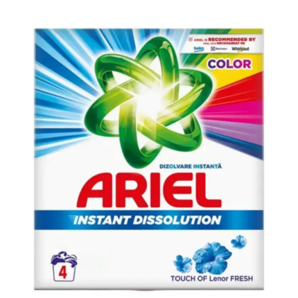 Detergent ARIEL Color 300g ideal pentru spălarea rufelor colorate. Formula sa avansată îndepărtează petele dificile și
