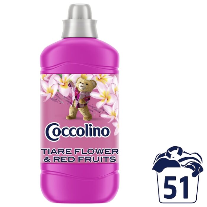 Detergentul de rufe COCCOLINO Tiare Flower 1275ml oferă o curățare eficientă și un parfum îmbietor de flori. Formula sa