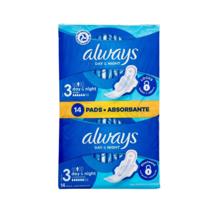 Absorbantele ALWAYS Ultra Day&Night 12 absorbție oferă protecție superioară pe parcursul întregii zile și nopți. Designul