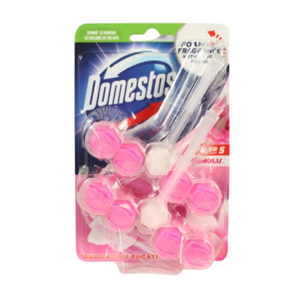 Detergentul DOMESTOS cu parfum de magnolie 2x50gr oferă o curățare eficientă și o prospețime de lungă durată. Formula sa