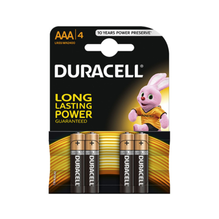 Baterii DURACELL AAA R3 1x4 pentru alimentarea dispozitivelor tale electronice. Oferă o performanță de lungă durată și