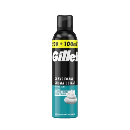 Gel de ras GILLETTE Sensitive 300ml pentru o experiență de ras delicată și confortabilă. Formulă specială care protejează