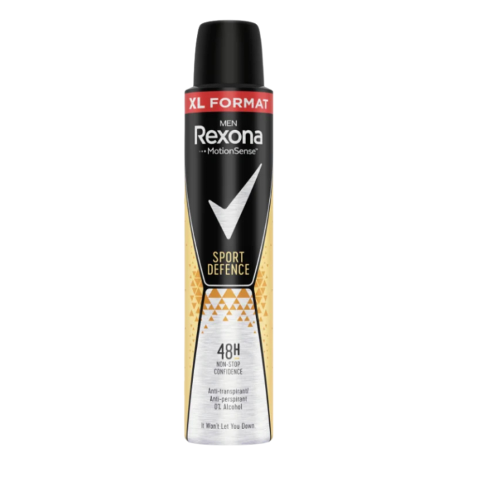 Deodorant REXONA Sport Defence 200ml, eficiență îndelungată, protecție împotriva transpirației, formulă specială pentru