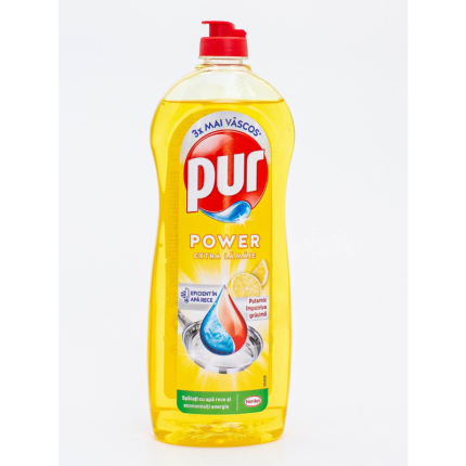 Detergent vase PUR cu aroma de lămâie 750ml oferă o curățare eficientă și rapidă. Formula sa specială îndepărtează grăsimea