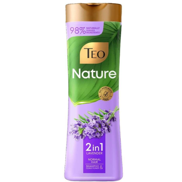 Sampon pentru par normal Teo Nature Lavender 350ml, formula delicata cu extract de lavanda, curata si hidrateaza parul.