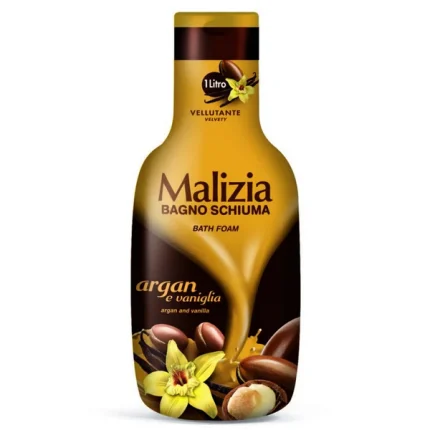 Spuma de baie MALIZIA cu ulei de argan și vanilie, 1L, oferă o experiență de răsfăț în fiecare baie. Formula sa delicată