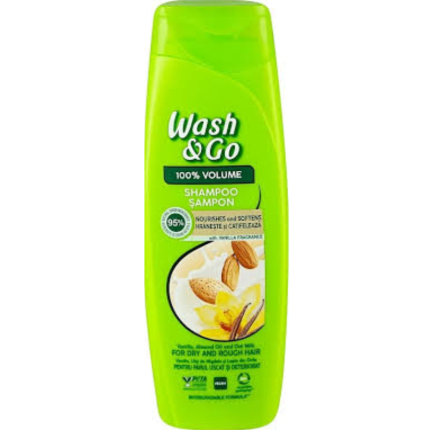 WASH&GO VANILLIE ULEI DE MIGDALE SI LAPTE DIN OVAZ 360ML este un produs de îngrijire a părului care combină esența vaniliei