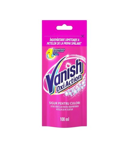 Soluție eficientă pentru îndepărtarea petelor lichide VANISH 100ml. Ideală pentru toate tipurile de țesături, această