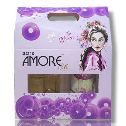 Setul Cadou Dama AMORE include un deodorant spray de 150 ml și o apă de toaletă de 100 ml, perfecte pentru a oferi un cadou