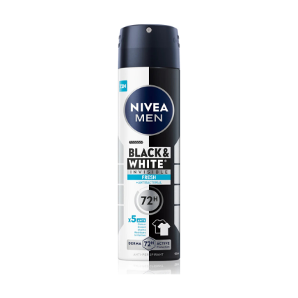 Deodorant spray Nivea Men Invisible Fresh 150 ml oferă o protecție de lungă durată împotriva mirosurilor neplăcute, lăsând
