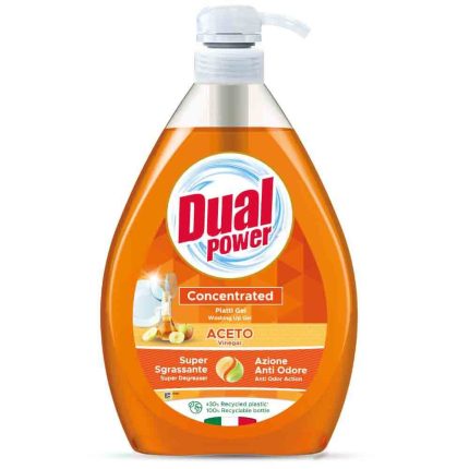Detergent Concentrat Vase Dual Power cu Otet 1L este soluția ideală pentru curățarea eficientă a vaselor. Formula sa