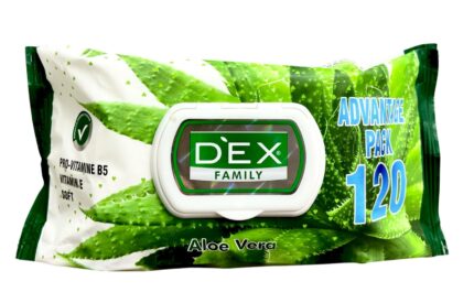 Servetele umede Dex cu aloe vera, 120 de bucăți, ideale pentru igiena zilnică. Aceste servetele sunt delicate cu pielea și