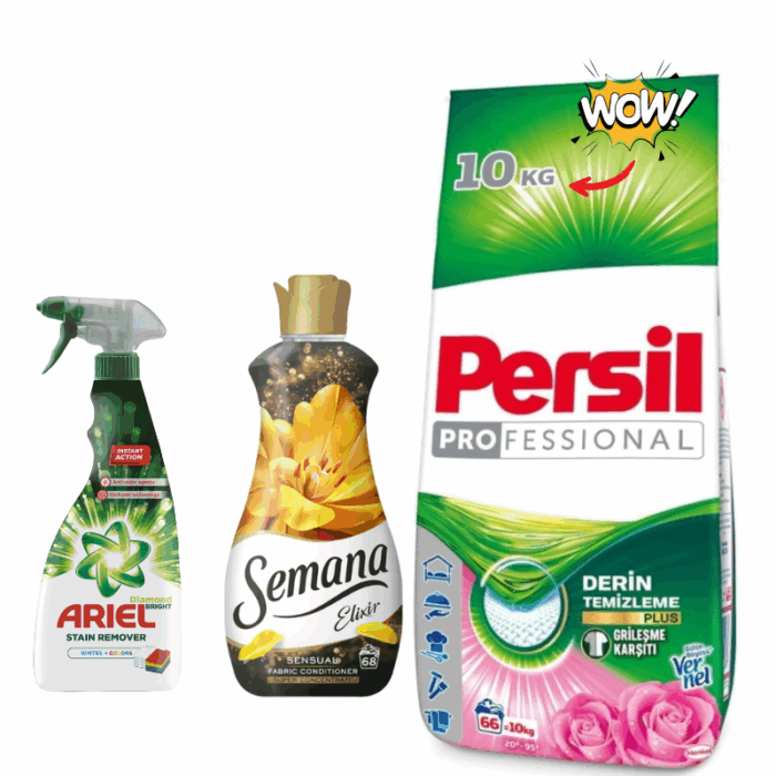 Pachet 10: Detergent rufe Persil 10kg + Spray pentru indepartarea petelor Ariel + SEMANA - imagine 1