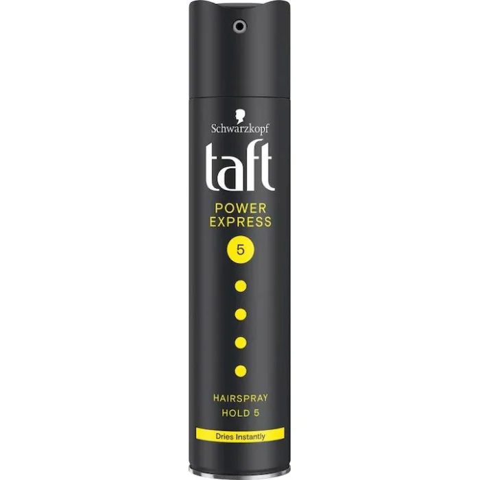 Spray fixativ Schwarzkopf Taft Power Express 250 ml pentru o coafură de lungă durată. Oferă fixare puternică și rezistență