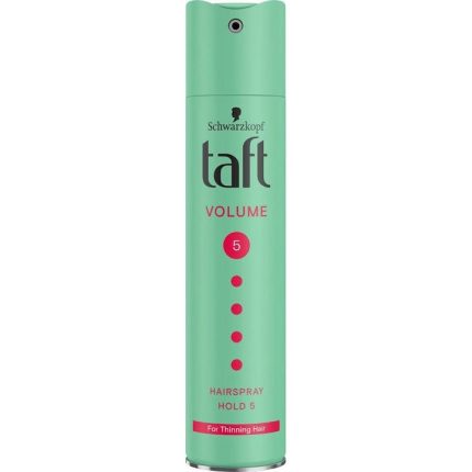 Spray-ul pentru volum Schwarzkopf Taft Volume 250 ml oferă o fixare puternică și durabilă, ideal pentru coafuri pline de