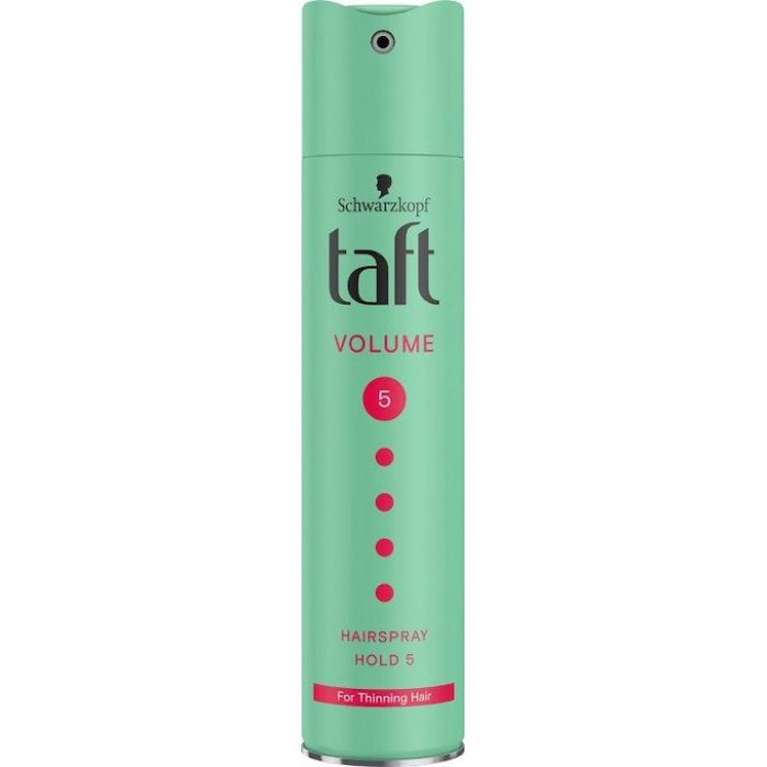 Spray-ul pentru volum Schwarzkopf Taft Volume 250 ml oferă o fixare puternică și durabilă, ideal pentru coafuri pline de