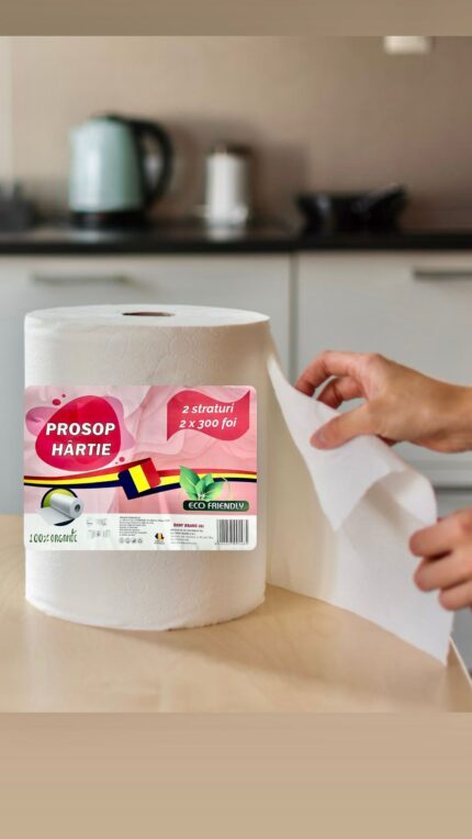 Prosop de bucătărie de înaltă calitate, 2 role a câte 300 foi, greutate totală 500 gr. Ideal pentru utilizarea zilnică în