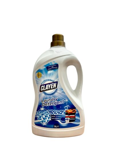 Detergent lichid universal Clayen 5l ideal pentru spălarea eficientă a rufelor. Formula sa concentrată asigură curățarea