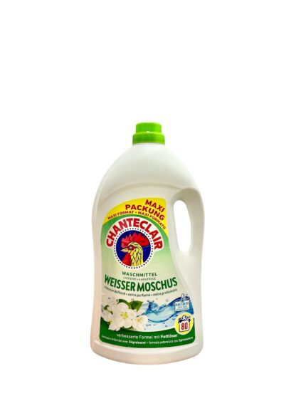 Detergent lichid Chanteclair Weisser Moschus 80 spălări 3600ml oferă o curățare profundă și o aromă proaspătă. Ideal pentru
