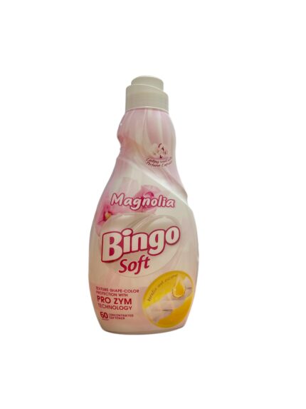 Bingo balsam de rufe magnolia soft 1.440 litri oferă o experiență de spălare delicată, lăsând hainele moi și parfumate.