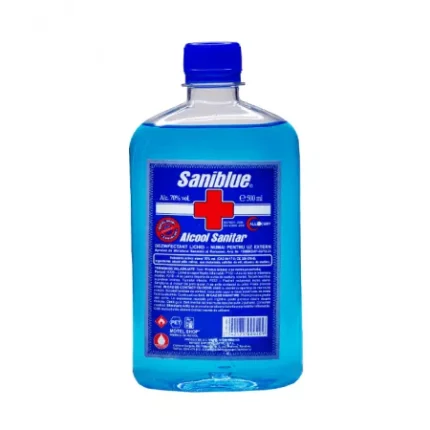 Alcool Sanitar Saniblue 0.500ml este soluția ideală pentru igienizarea rapidă și eficientă a suprafețelor și a pielii. Cu o