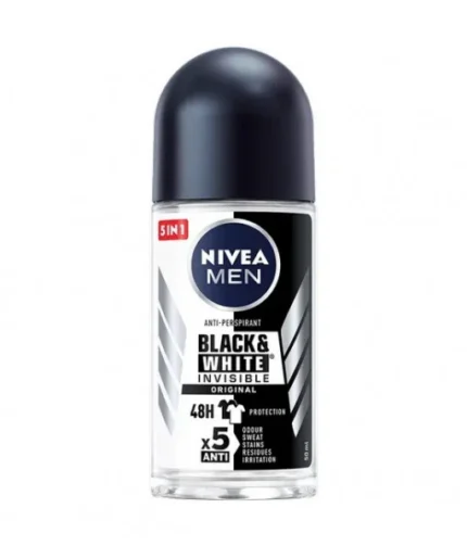 Nivea roll on men black&white 50ml oferă protecție eficientă împotriva transpirației, având o formulă special concepută