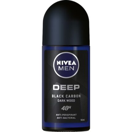 Nivea roll on men deep black&carbon 0.50ml oferă o protecție eficientă împotriva transpirației, având o formulă special