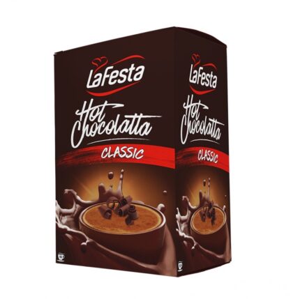 LaFesta Hot Chocolatta Classic este o băutură delicioasă de ciocolată caldă, disponibilă în ambalaj convenabil de 10 pachete