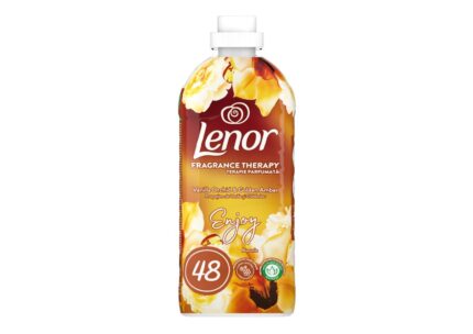 Detergentul LENOR cu parfum de orhidee vanilie și chihlimbar auriu, 1.200ml, oferă o experiență de împrospătare unică pentru
