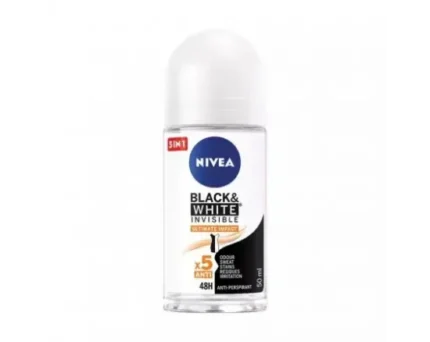 Nivea roll on lady black&white 0.50ml oferă o protecție eficientă împotriva transpirației, având o formulă delicată ce