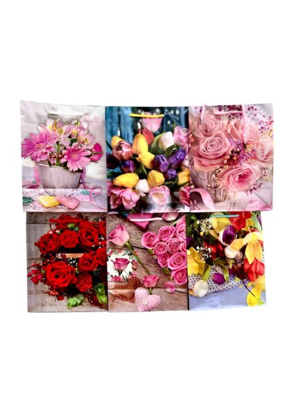 Pungi Cadou HomeGate cu Design Floral Set 12 23x18x10 cm ideale pentru orice ocazie. Aceste pungi elegante sunt perfecte