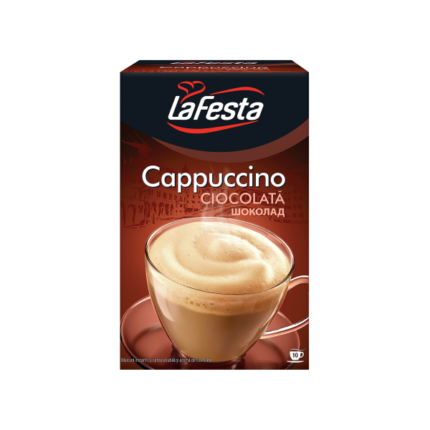 Cumpără LaFesta Cappucino Ciocolată, un delicios amestec de cafea și ciocolată, disponibil în pachet de 10 plicuri a câte