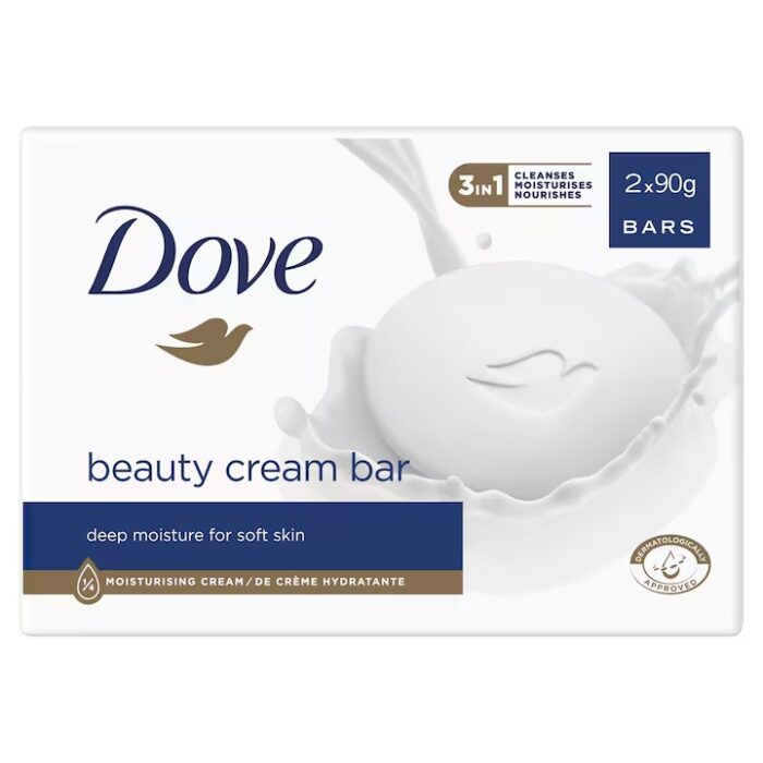Dove sapun beauty cream bar set 2 bucati 2x90gr ofera o experienta de ingrijire delicata si hidratare profunda pentru piele.