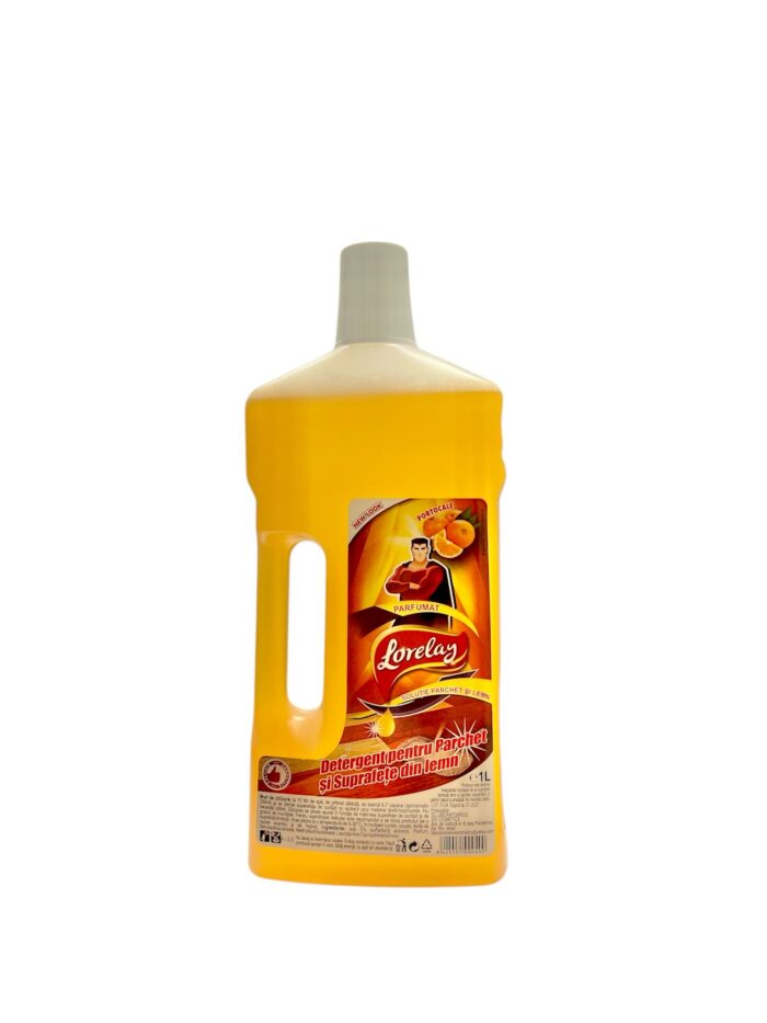 Detergent Lorelay pentru parchet și lemn cu portocale 1l, ideal pentru curățarea eficientă a suprafețelor din lemn. Formula