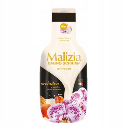 Spumant de baie Malizia cu aromă de orchidee și ambra 1L oferă o experiență relaxantă și revitalizantă. Formula sa delicată