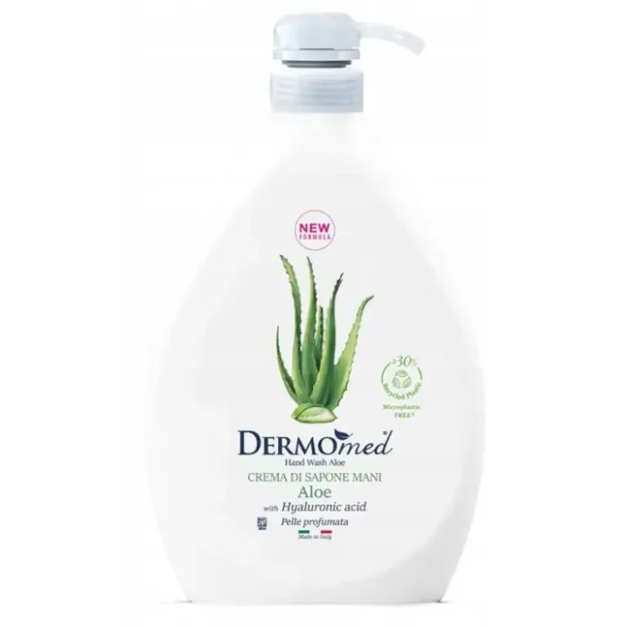 Sapun lichid DERMOmed cu aloe vera 1l pentru o curățare delicată și eficientă a pielii. Formulă hidratantă care protejează
