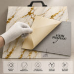 Tapet 3D Autoadeziv Alb cu Auriu MH-094, Panouri 60×60 cm, Design Modern, Montaj Rapid - imagine 3
